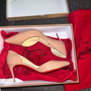 Christian Louboutin Nude Iriza 70 Patent Pumps Sz 36